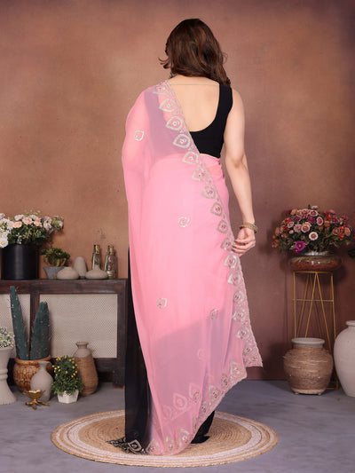 Stunning Georgette Saree - Embroidered Ombre Design for Festive Occasions