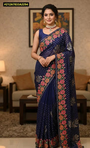 Stunning Georgette Saree - Exquisite Sequins & Embroidery for Spring Festivities