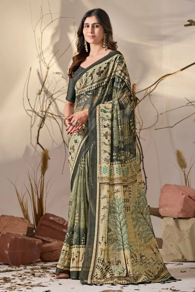 Stunning Georgette Saree - Festive Warli Print for Women