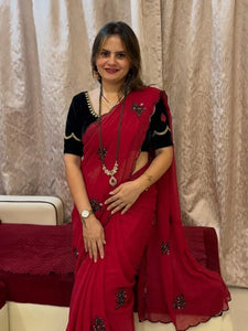 Stunning Georgette Saree - Heavy Sequence Embroidery Festive Wear for Women