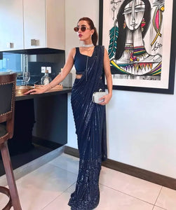 Stunning Georgette Saree with Sequins Work - Elegant Festive Wear for Women