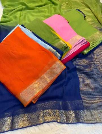 Stunning Georgette Sequence Saree with Designer Blouse for Festive Wear