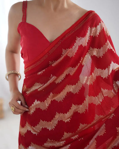 Stunning Georgette Sequence Saree with Shimmering Diamond Work for Women