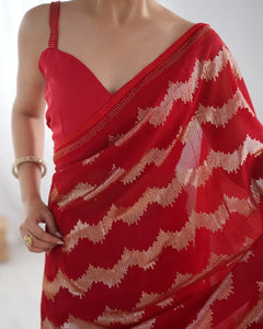 Stunning Georgette Sequence Saree with Shimmering Diamond Work for Women
