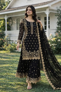 Stunning Georgette Sharara Set - Embroidered Ready-to-Wear for Women