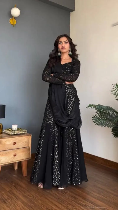Stunning Georgette Sharara Suit - Elegant Festive Wear for Women