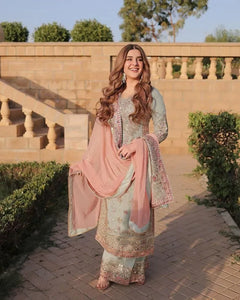 Stunning Georgette Sharara Suit Set - Heavy Sequence Embroidery for Women's Festive Wear