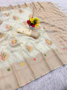 Stunning Hand-Dyed Georgette Saree - Meenakari Jacquard Weave for Festive Occasions