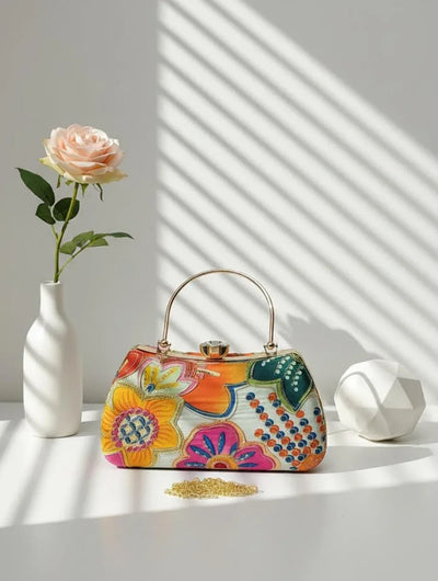 Stunning Handcrafted Bridal Clutch Sling Bag - Elegant Wedding Wear