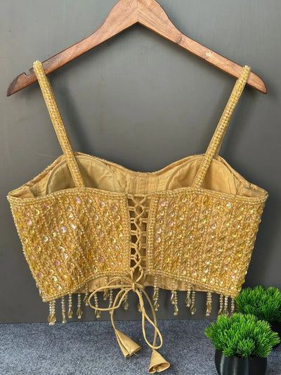 Stunning Handcrafted Pearl Moti Blouse - Sleeveless Party