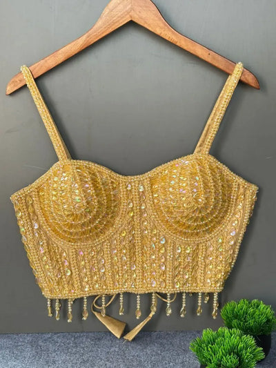 Stunning Handcrafted Pearl Moti Blouse - Sleeveless Party Wear for Women