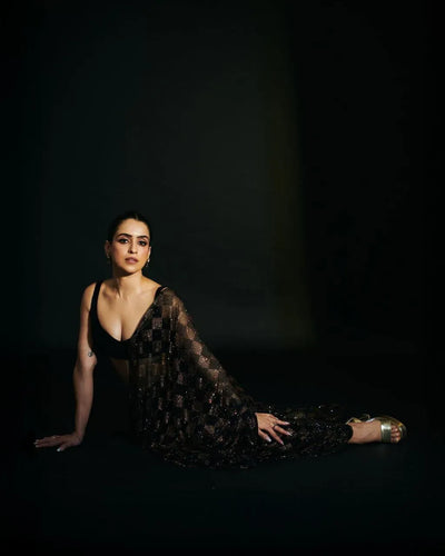 Stunning Heavy Sequin Saree - Bollywood Party Wear for Women