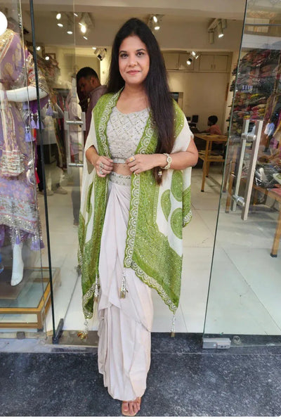 Stunning Indowestern Dhoti Set - Real Mirror Work & Bandhani Dupatta for Festive & Wedding Elegance