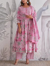 Stunning Jaipuri Cotton Anarkali Set - Handwork Festive Wear with Dupatta for Women