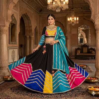 Stunning Jam Cotton Lehenga Choli Set - Heavy Zig Zag Work & 8 Mtr Flare for Women