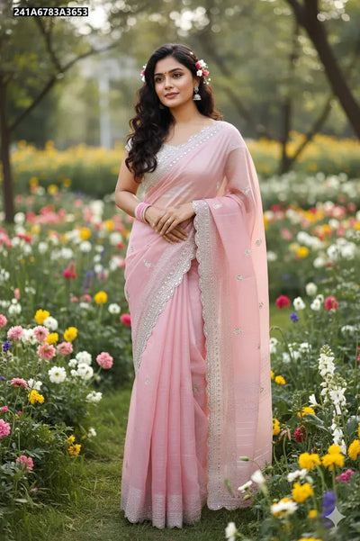 Stunning Jimmy Choo Fabric Saree - Dual Sequence Work for Party Wear Women