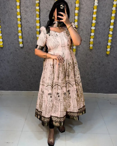 Stunning Kalamkari Anarkali Suit with Heavy Silk Dupatta - Festive Wear for Women