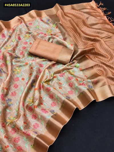 Stunning Kanjivaram Silk Saree - Floral Zari Art for Spring