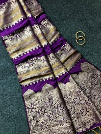 Stunning Khadi Crepe Silk Saree - Intricate Zari Weave for Weddings