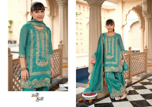Premium Kids Embroidered Simer Palazzo Suit - Exquisite 3-Piece Festive Wear Set