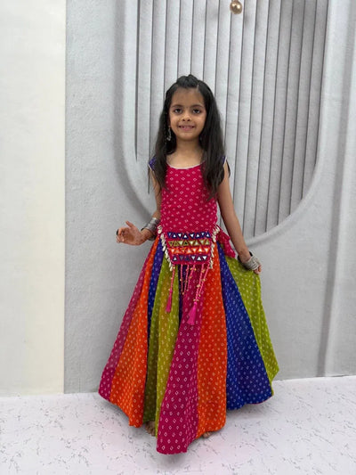 Stunning Kids Lehenga Choli - Real Mirror & Shell Handwork Festive Garba Wear for Girls