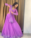 Stunning Lavender Faux Georgette Lehenga - Sequin & Thread Embroidered for Wedding & Festive Wear