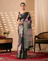Stunning Lichi Silk Saree - Digital Floral Artistry for Festive Wear