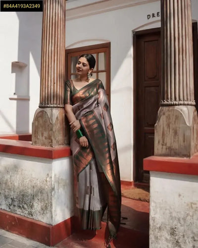 Stunning Lichi Silk Saree - Rich Jacquard Work | Festive & Wedding Wear