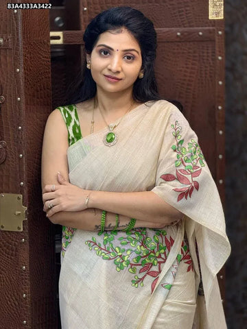 Stunning Linen Digital Print Saree - Vibrant for Festive Wear