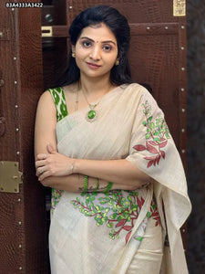 Stunning Linen Digital Print Saree - Vibrant for Festive Wear