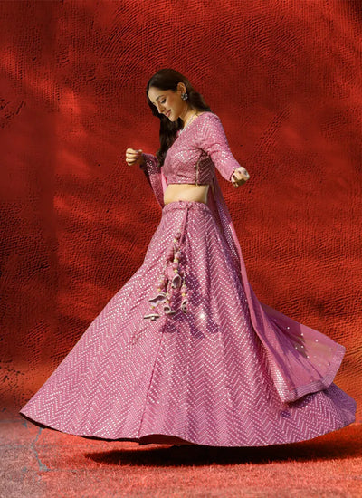 Stunning Magenta Faux Georgette Lehenga - Sequin Work for Wedding Wear
