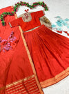 Stunning Mangalagiri Silk Lehenga Choli with Heavy Maggam Work - Festive Wear for Women