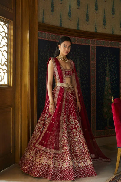 Stunning Maroon Lehenga Choli - Intricate Embroidery for Wedding Wear