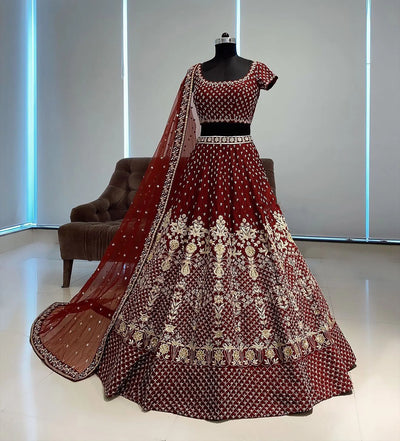 Stunning Maroon Lehenga - Sequin & Dori Work for Indian Weddings