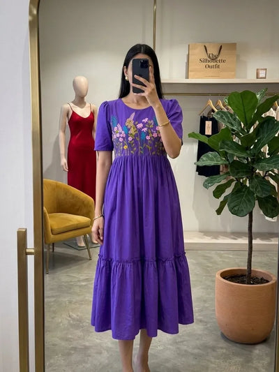 Stunning Maska Cotton Kurti Dress - Elegant Chain Stitch Embroidery for Summer & Festive Prep