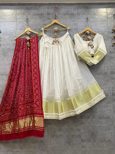 Stunning Modal Semi Gajji Lehenga - Fullstitch with Printed Dupatta