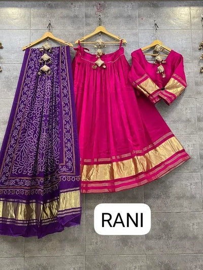 Stunning Modal Semi Gajji Lehenga - Fullstitch with Printed Dupatta