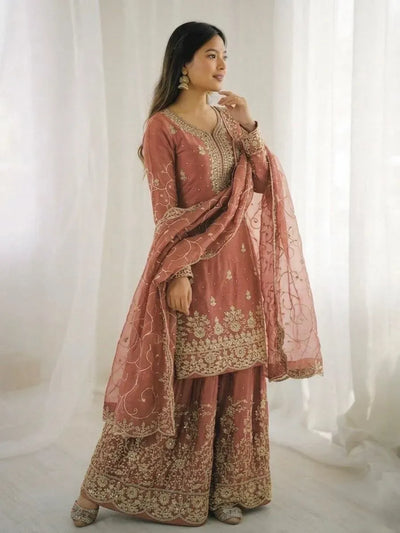 Stunning Mother Daughter Sharara - Embroidery Festive Combo