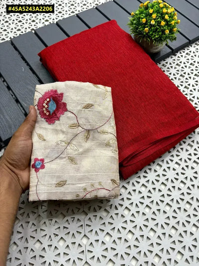 Stunning Mugha Cotton Work Blouse - Handcrafted Aari Embroidery & Pom Pom Tassels for Festive Wear