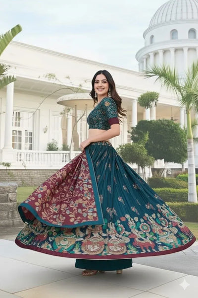 Stunning Multi Embroidery Lehenga - Can-Can Flair Festive