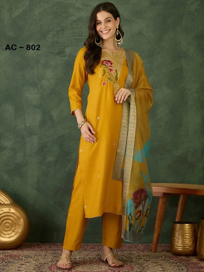 Stunning Mustard Rayon Kurti Set with Organza Dupatta S-3XL