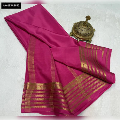Stunning Mysore Crape Silk Saree - Elephant Border Pallu for Women