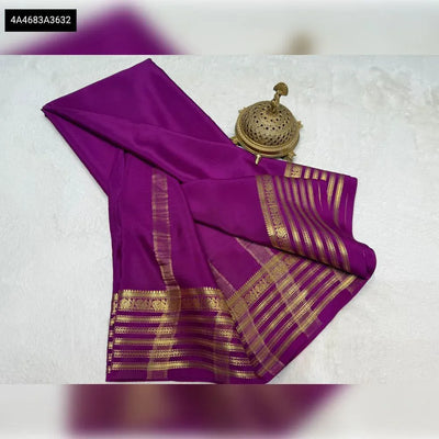 Stunning Mysore Crape Silk Saree - Elephant Border Pallu for Women