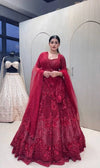 Stunning Net Lehenga with Heavy Pearl Work - Festive Wedding Wear for Women
