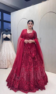 Stunning Net Lehenga with Heavy Pearl Work - Festive Wedding Wear for Women