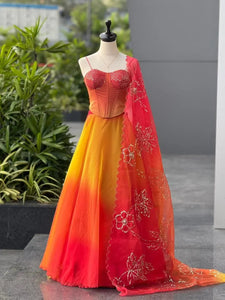 Stunning Organza Digital Print Lehenga - Corset Blouse for Festivities