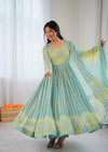 Stunning Organza Floral Gown Set - Lightweight Kali Cut for Festive Wear