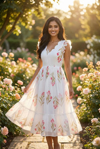 Stunning Organza Floral Maxi Dress - Perfect Festive Wear