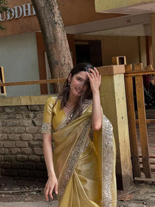 Stunning Organza Saree - Mirror Work & Rich Pallu for Festive Wear