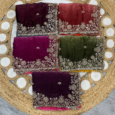 Stunning Party Wear Saree - Gold Beeds & Handwork for Women